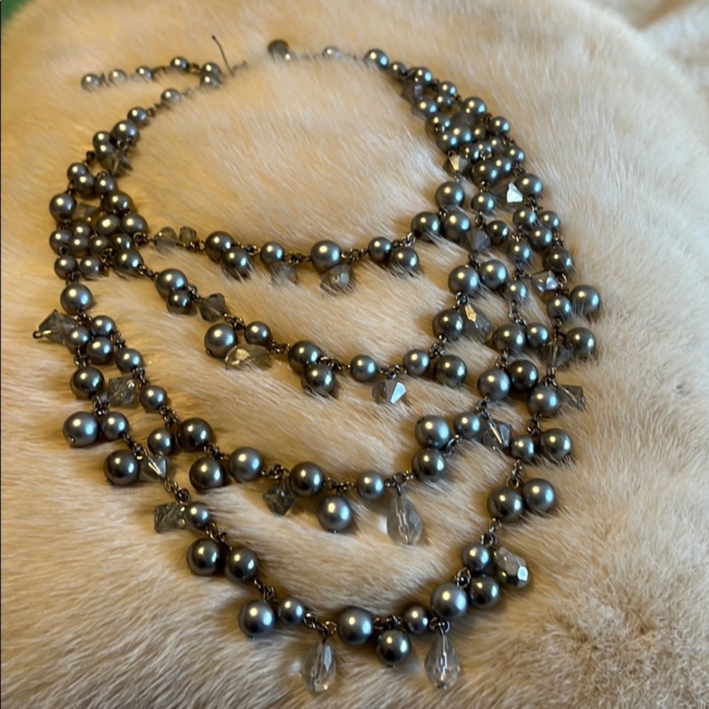 WHBM gray pearl statement necklace. 20 inches